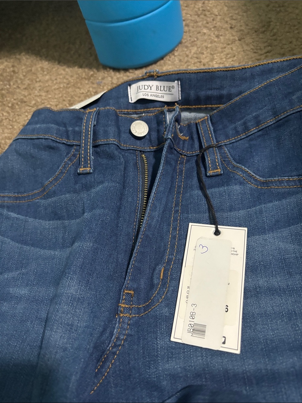 Judy Blue Men's Dark Blue Slim Jeans with Contrast Stitching